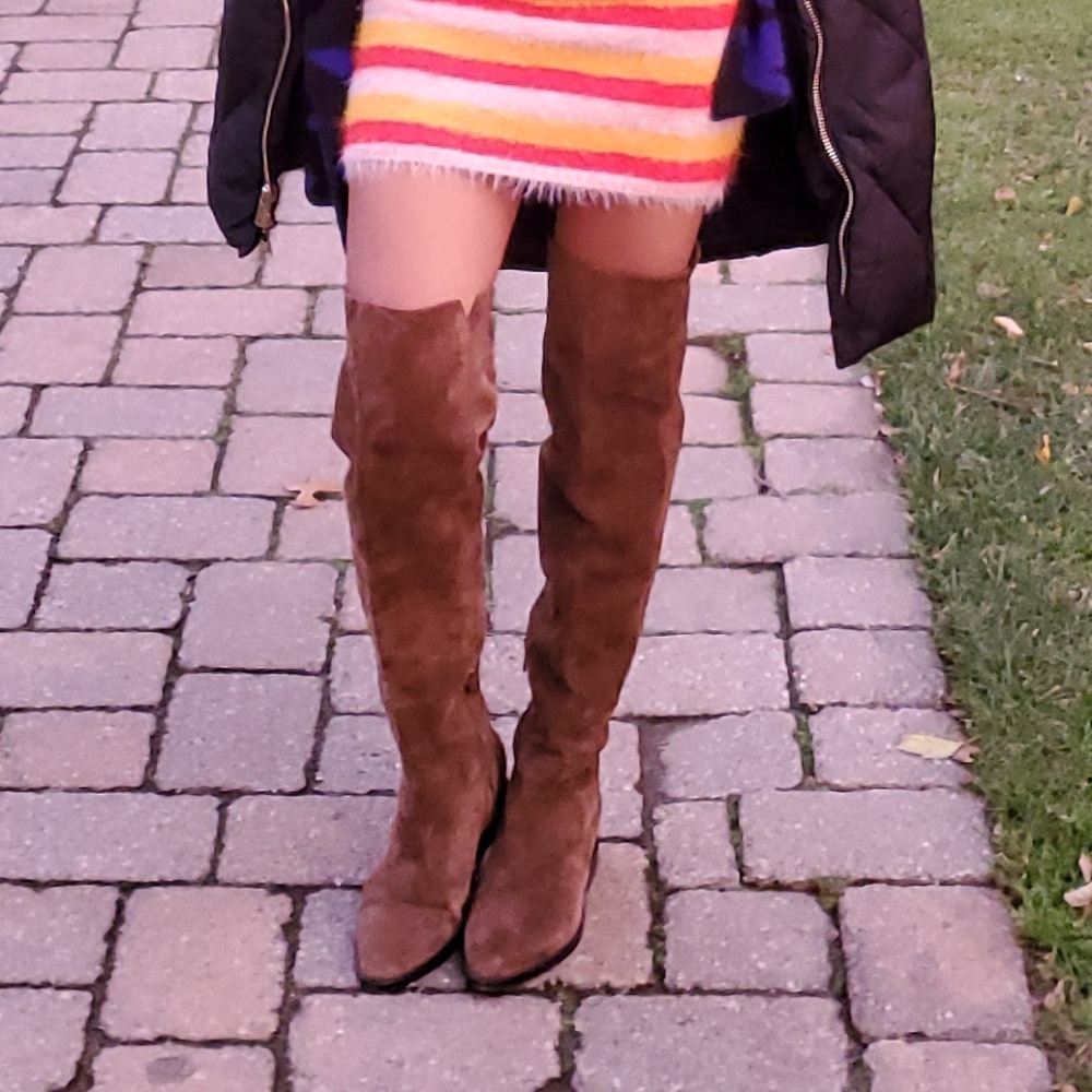 ASH over the knee suede coffee brown boots